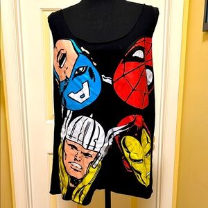 Marvel Black Tank Top with Colorful Superheroes